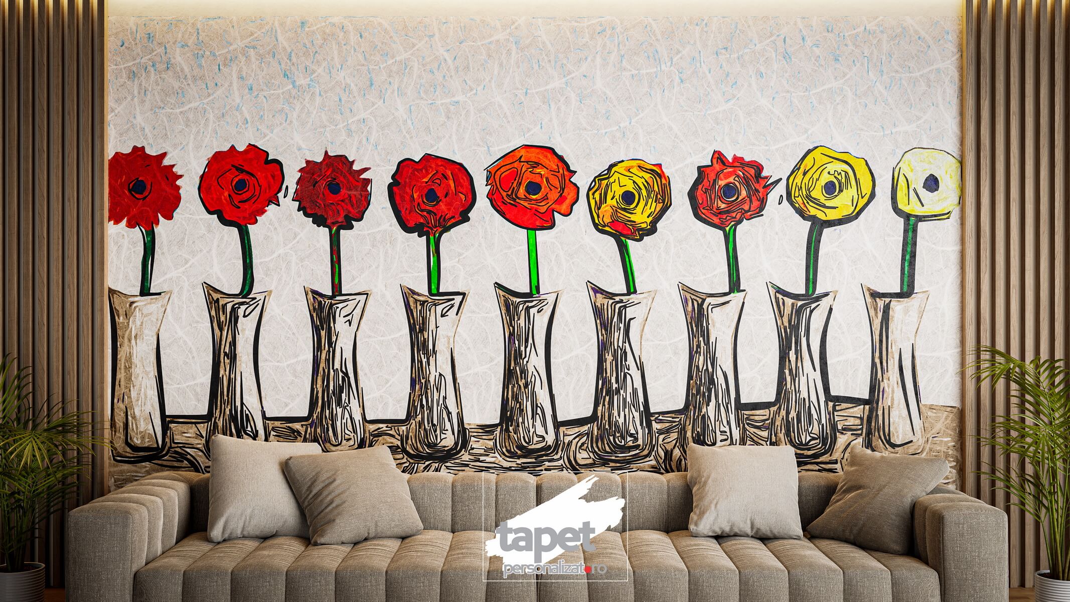 Model Tapet – Vaze de flori